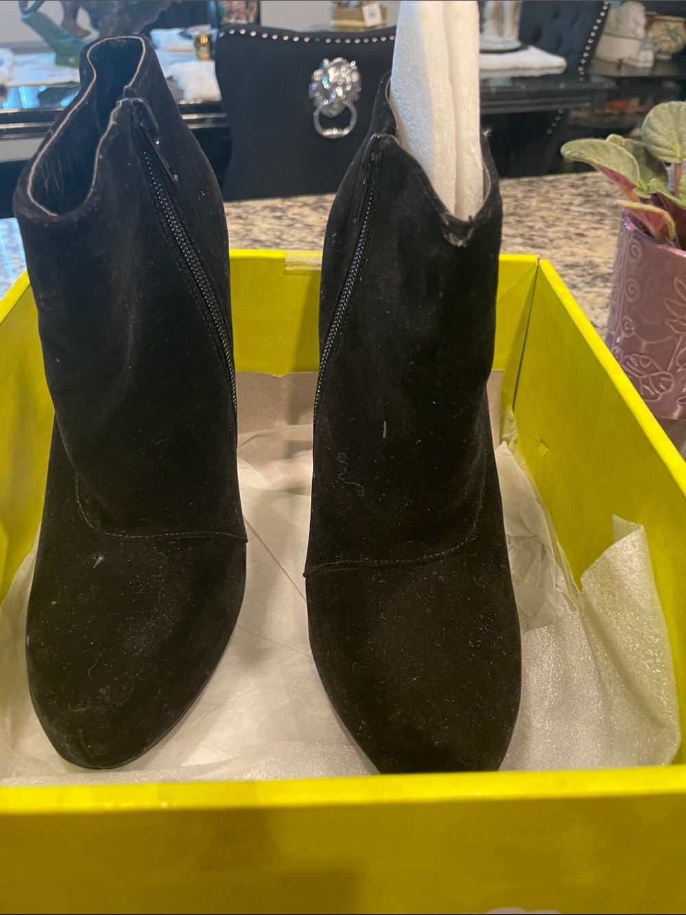 Charlotte Russe Black Suede Ankle Booties with Side Zip